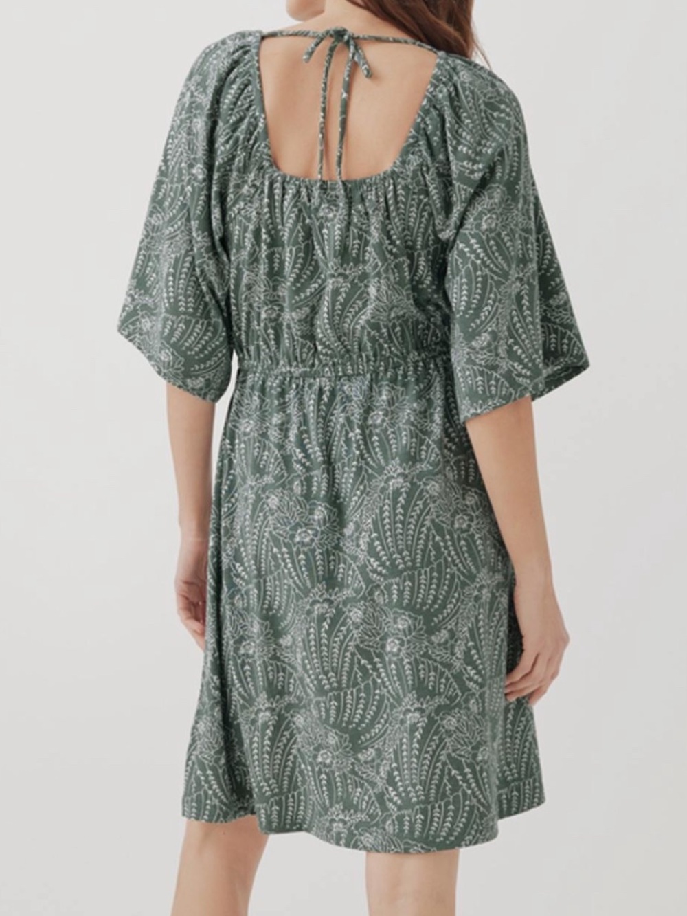 Pact Green Printed Square-Neck Midi Dress - Picture 2 of 11